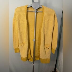 Marled reunited clothing Mustard Yellow Open‎ Front Longline Knit Cardigan XS